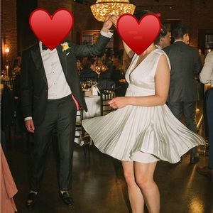 Abercrombie Plunge Pleated Mini Dress | White | Medium